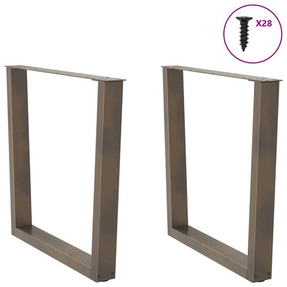 V-Shape Dining Table Legs, Natural Steel, Adjustable 80x73 cm, 2 pcs