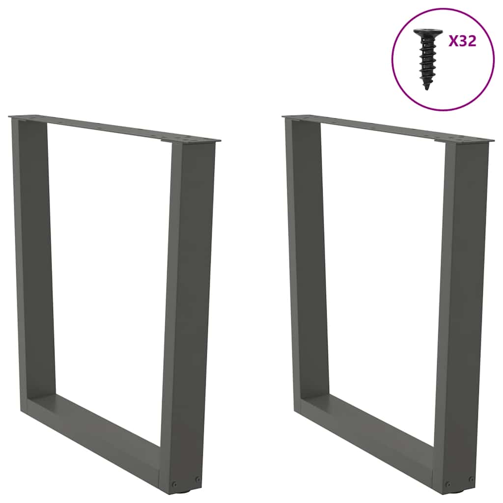 Anthracite V-Shape Dining Table Legs 2pcs Steel Adjustable 90cm