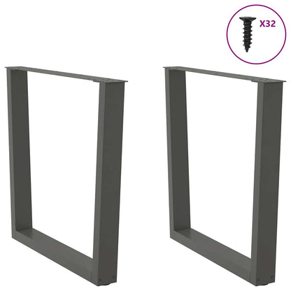 Anthracite V-Shape Dining Table Legs 2pcs Steel Adjustable 90cm