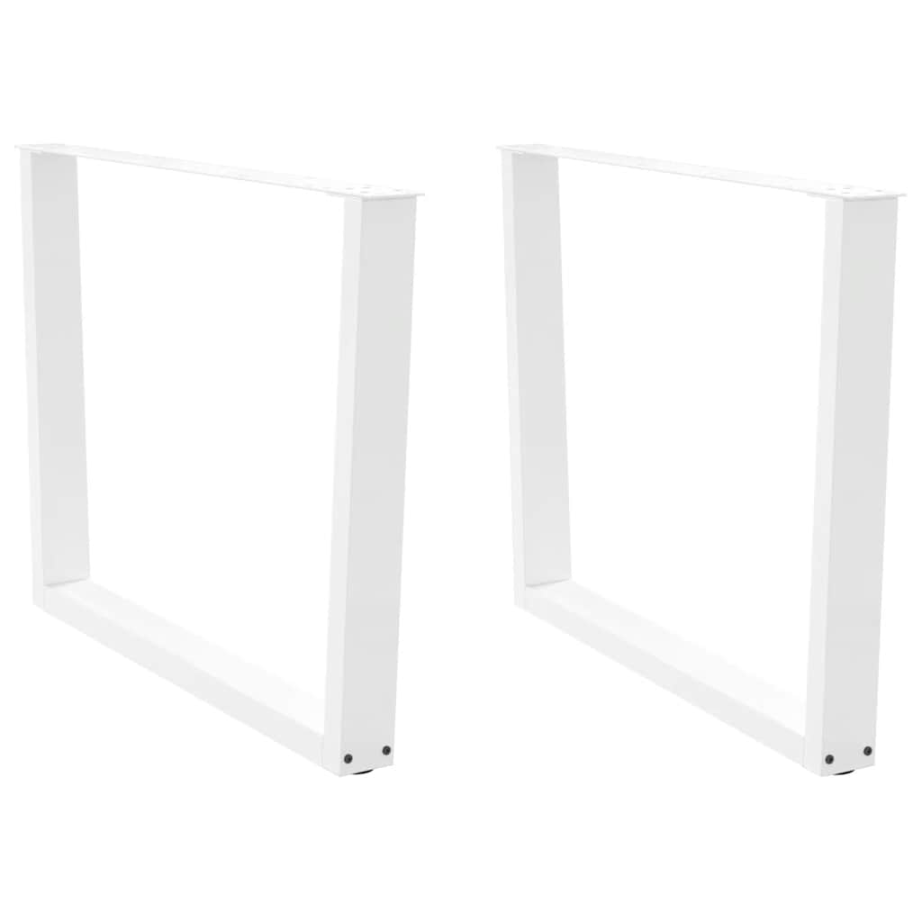 Versatile White V-Shape Steel Dining Table Legs, 2 pcs, Height Adjustable