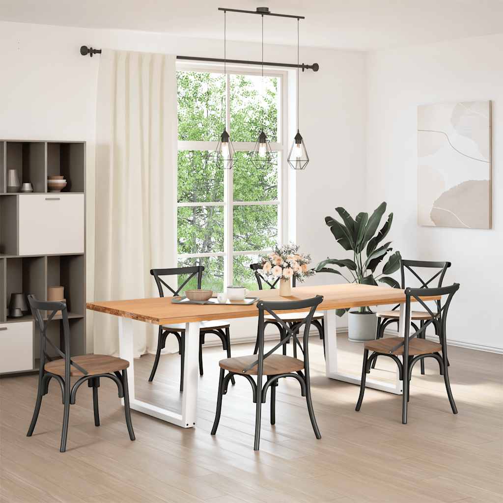 Versatile White V-Shape Steel Dining Table Legs, 2 pcs, Height Adjustable