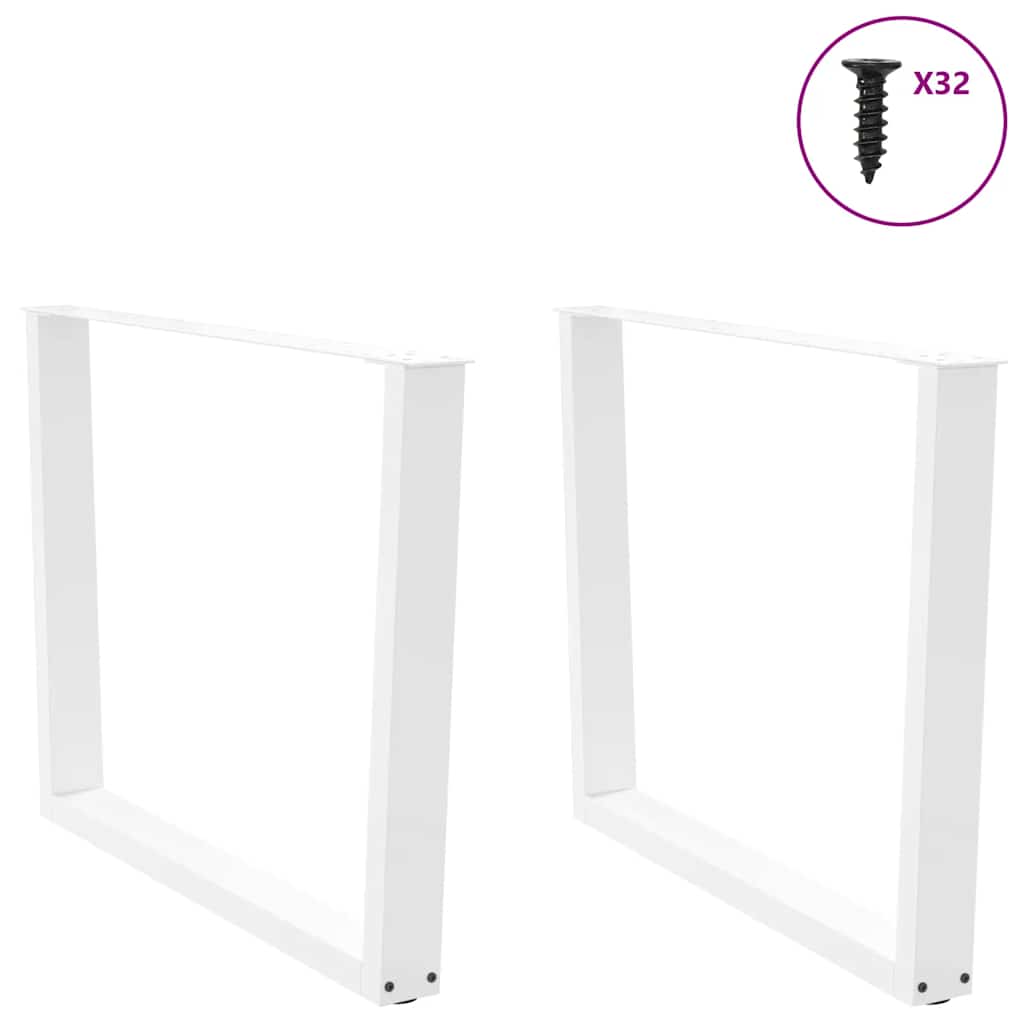 Versatile White V-Shape Steel Dining Table Legs, 2 pcs, Height Adjustable