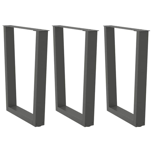 Anthracite Steel V-Shape Dining Table Legs, Set of 3, Adjustable 70cm