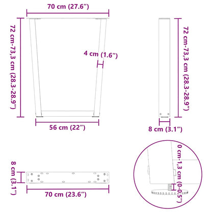 Durable V-Shaped Steel Dining Table Legs, Natural, 70x72-73.3cm, 3pcs