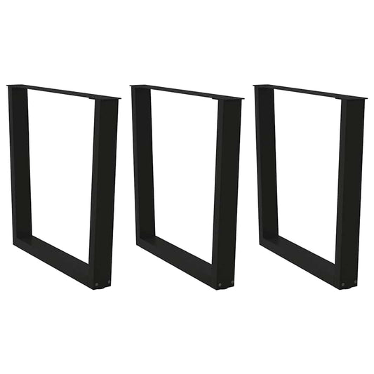 Black Steel V-Shape Dining Table Legs 3 pcs, Adjustable Height 80 cm