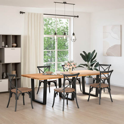 Black Steel V-Shape Dining Table Legs 3 pcs, Adjustable Height 80 cm