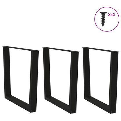 Black Steel V-Shape Dining Table Legs 3 pcs, Adjustable Height 80 cm