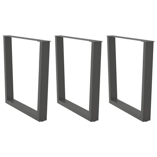 Anthracite Steel V-Shape Dining Table Legs 3pcs, Adjustable Height