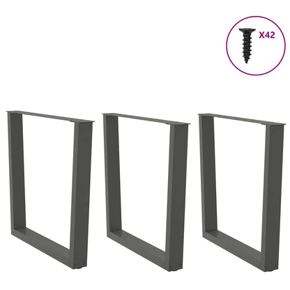 Anthracite Steel V-Shape Dining Table Legs 3pcs, Adjustable Height