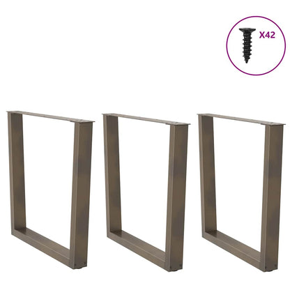 V-Shape Dining Table Legs, Natural Steel, 3 Pcs, Adjustable 80x72-73.3 cm