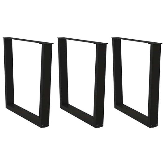 Black V-Shape Steel Dining Table Legs, 3pcs, Adjustable Height