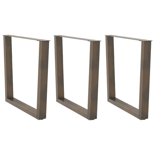 Natural Steel V-Shape Dining Table Legs, 3 pcs, Adjustable Height