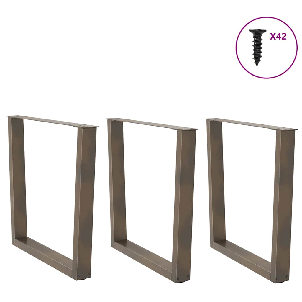Natural Steel V-Shape Dining Table Legs, 3 pcs, Adjustable Height