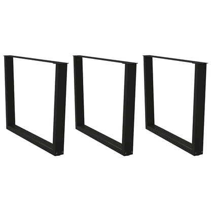 Black V-Shape Steel Dining Table Legs - 3 Pcs, Adjustable Height