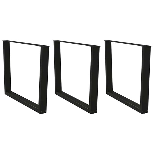 Black V-Shape Steel Dining Table Legs - 3 Pcs, Adjustable Height