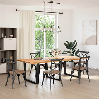 Black V-Shape Steel Dining Table Legs - 3 Pcs, Adjustable Height