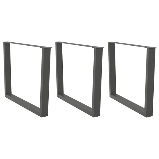 Anthracite Steel V-Shape Dining Table Legs Set 3 pcs Adjustable