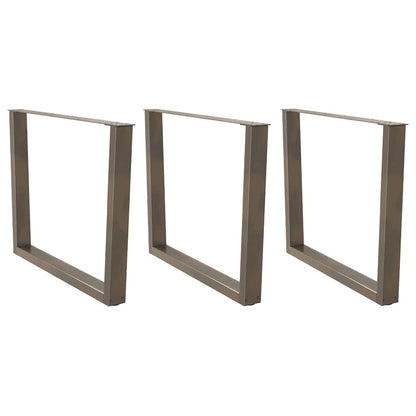V-Shape Dining Table Legs 3pcs Natural Steel Adjustable 100x73cm