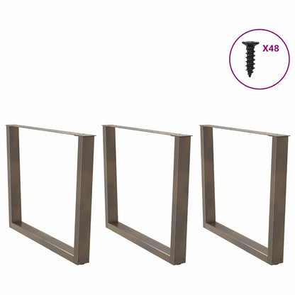 V-Shape Dining Table Legs 3pcs Natural Steel Adjustable 100x73cm