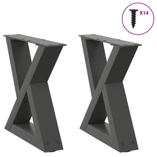 Anthracite Steel Coffee Table Legs Set of 2, Adjustable 30-31.3 cm