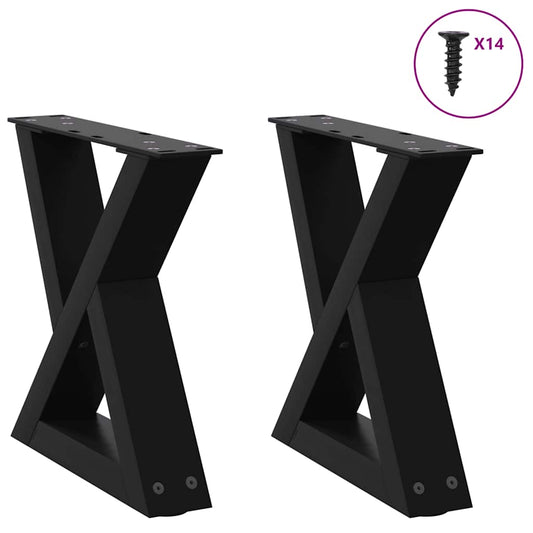 Black Steel Coffee Table Legs 2 pcs, Adjustable 40x(30-31.3) cm