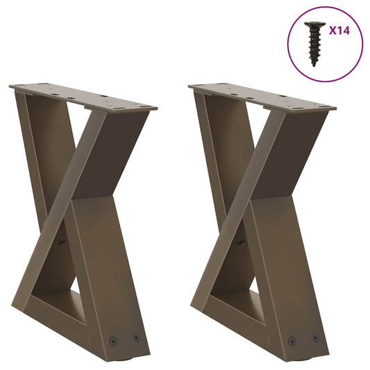 Natural Steel Coffee Table Legs 2 pcs - Adjustable 40x(30-31.3) cm