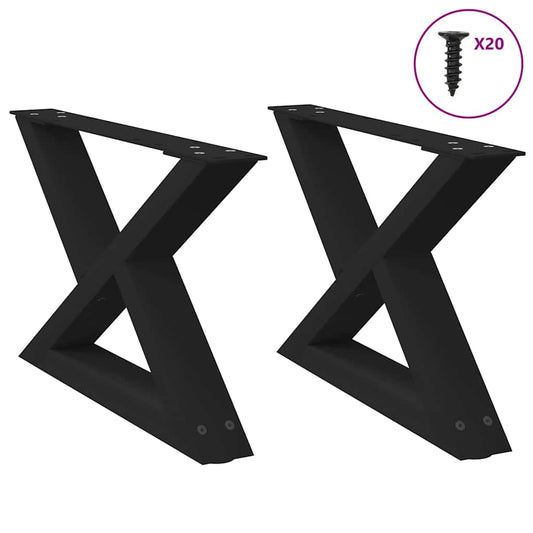 Black Steel Coffee Table Legs 2 pcs, Adjustable 50x(30-31.3) cm