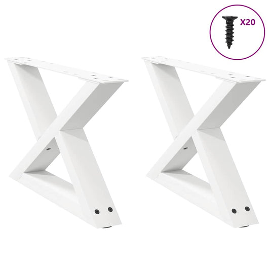 White Steel Coffee Table Legs, 2 Pcs, Adjustable 50x(30-31.3) cm