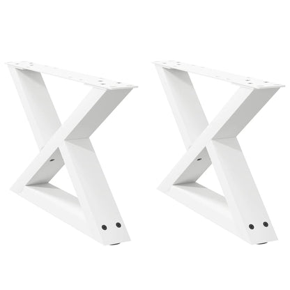 White Steel Coffee Table Legs, 2 Pcs, Adjustable 50x(30-31.3) cm