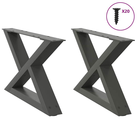 Anthracite Steel Coffee Table Legs Set of 2, Adjustable 50x30-31.3 cm