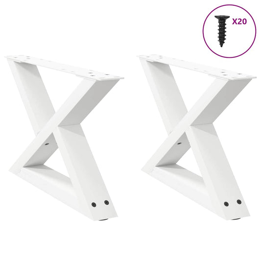 White Steel Coffee Table Legs 2pcs 60x(30-31.3)cm Durable Design