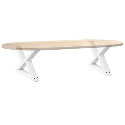 White Steel Coffee Table Legs 2pcs 60x(30-31.3)cm Durable Design