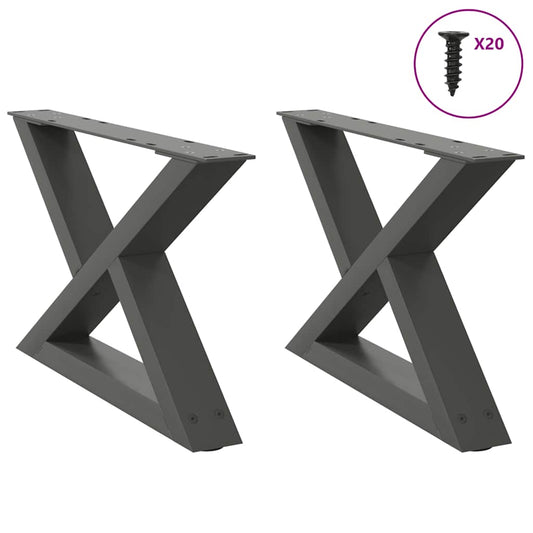 Anthracite Steel Coffee Table Legs, 2 Pcs, Adjustable, 60x30-31.3 cm