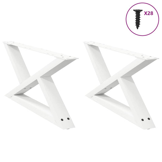 White Steel Coffee Table Legs, Set of 2, Adjustable 70cm