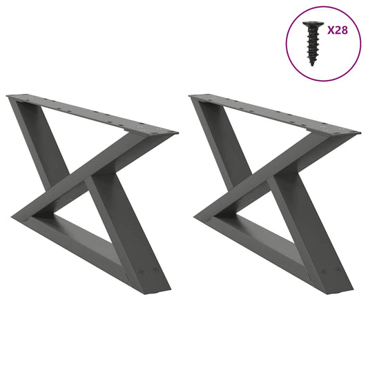 Anthracite Steel Coffee Table Legs 2pcs Adjustable 70x(30-31.3) cm
