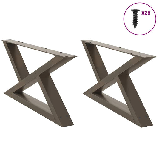 Natural Steel Coffee Table Legs 2-Pc Set, Adjustable 70x31 cm