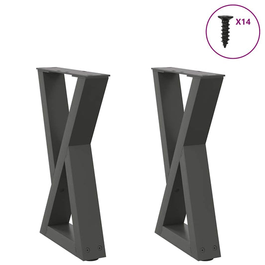 Anthracite Steel Coffee Table Legs 2pcs, Adjustable 28x(42-43.3)cm