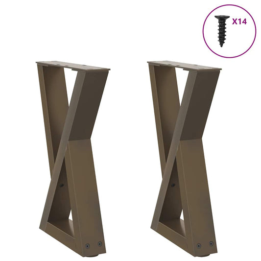 Natural Steel Coffee Table Legs, 2 pcs, Adjustable Height 28x(42-43.3) cm