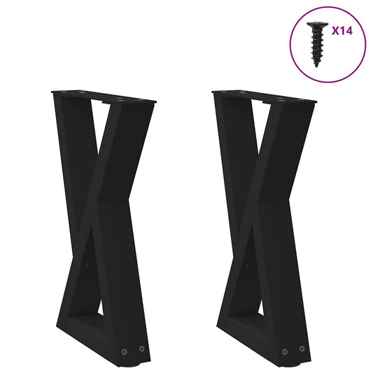Black Steel Coffee Table Legs - 2 pcs, Adjustable 38x(42-43.3) cm