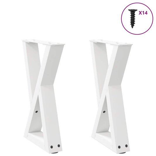 White Steel Coffee Table Legs, 2 Pcs, Adjustable Height 38x(42-43.3) cm