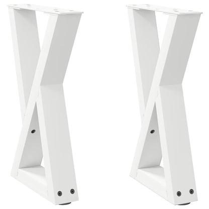White Steel Coffee Table Legs, 2 Pcs, Adjustable Height 38x(42-43.3) cm