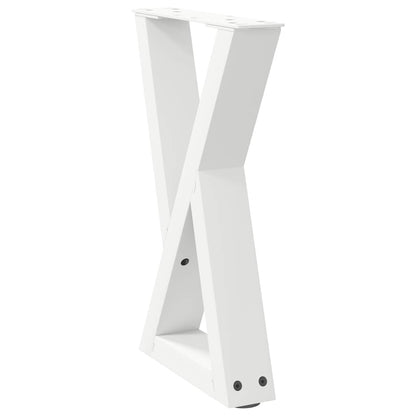 White Steel Coffee Table Legs, 2 Pcs, Adjustable Height 38x(42-43.3) cm