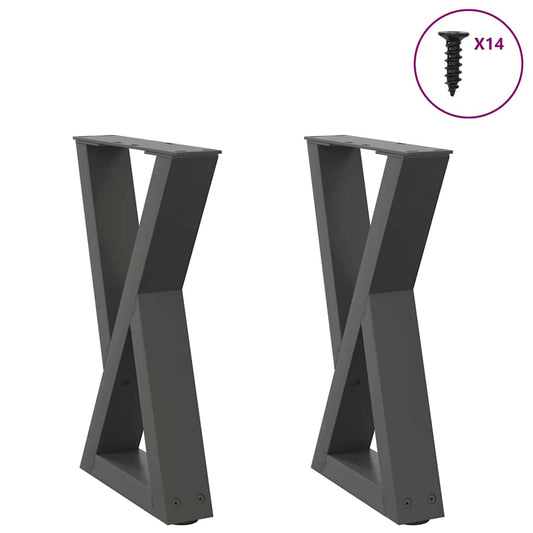 Anthracite Steel Coffee Table Legs 2 pcs Adjustable 38x(42-43.3) cm
