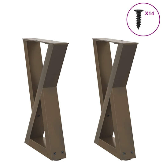 Natural Steel Coffee Table Legs 2 pcs, Adjustable 38x(42-43.3) cm