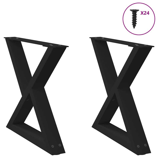 Black Steel Coffee Table Legs 2 Pcs, Adjustable 60x(42-43.3) cm