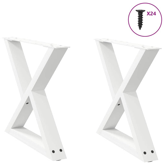White Steel Coffee Table Legs, 2 Pcs, Adjustable 42-43.3 cm, 60 cm