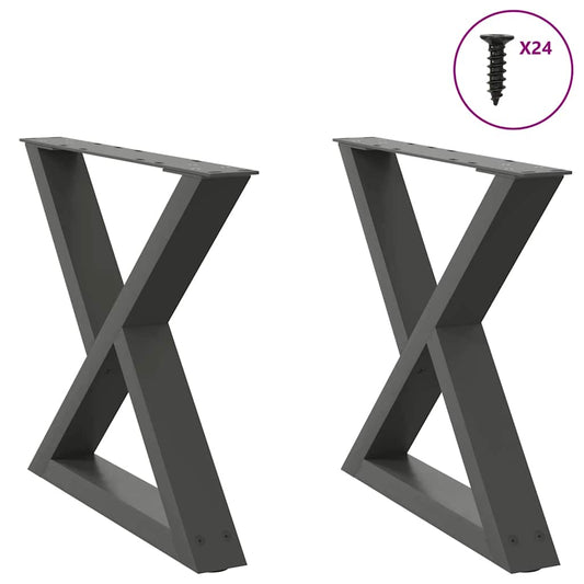 Anthracite Steel Coffee Table Legs 2pcs 60x(42-43.3) cm Adjustable