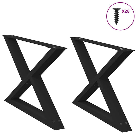 Black Steel Coffee Table Legs (2 pcs) Adjustable 70x(42-43.3) cm