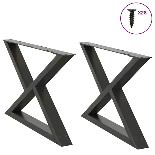 Anthracite Steel Coffee Table Legs 2 pcs - Adjustable Height 70 cm