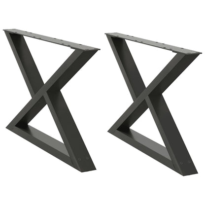 Anthracite Steel Coffee Table Legs 2 pcs - Adjustable Height 70 cm